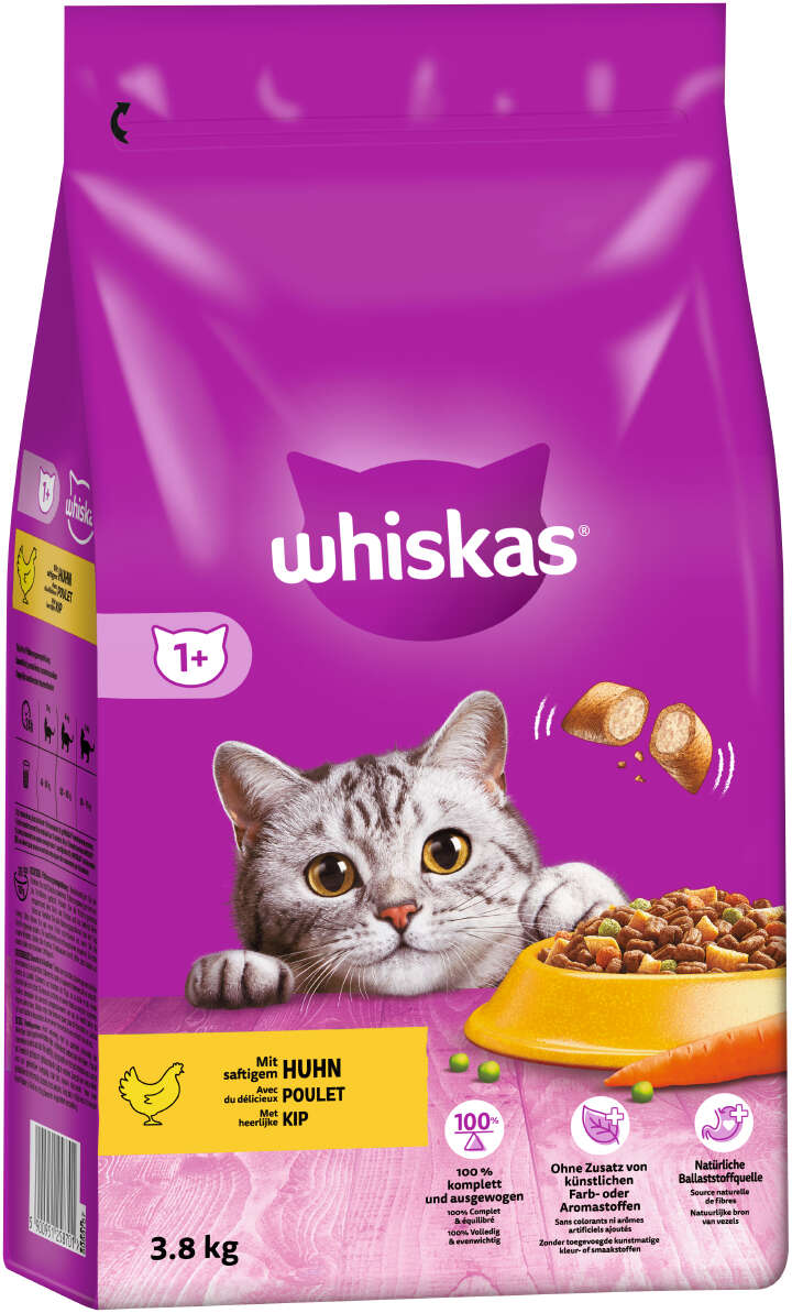 whiskas Katzen-Trockenfutter 1+ mit Huhn